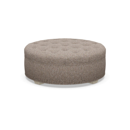 Paul Robert 54 Wide Tufted Round Cocktail Ottoman With Tapered Foot