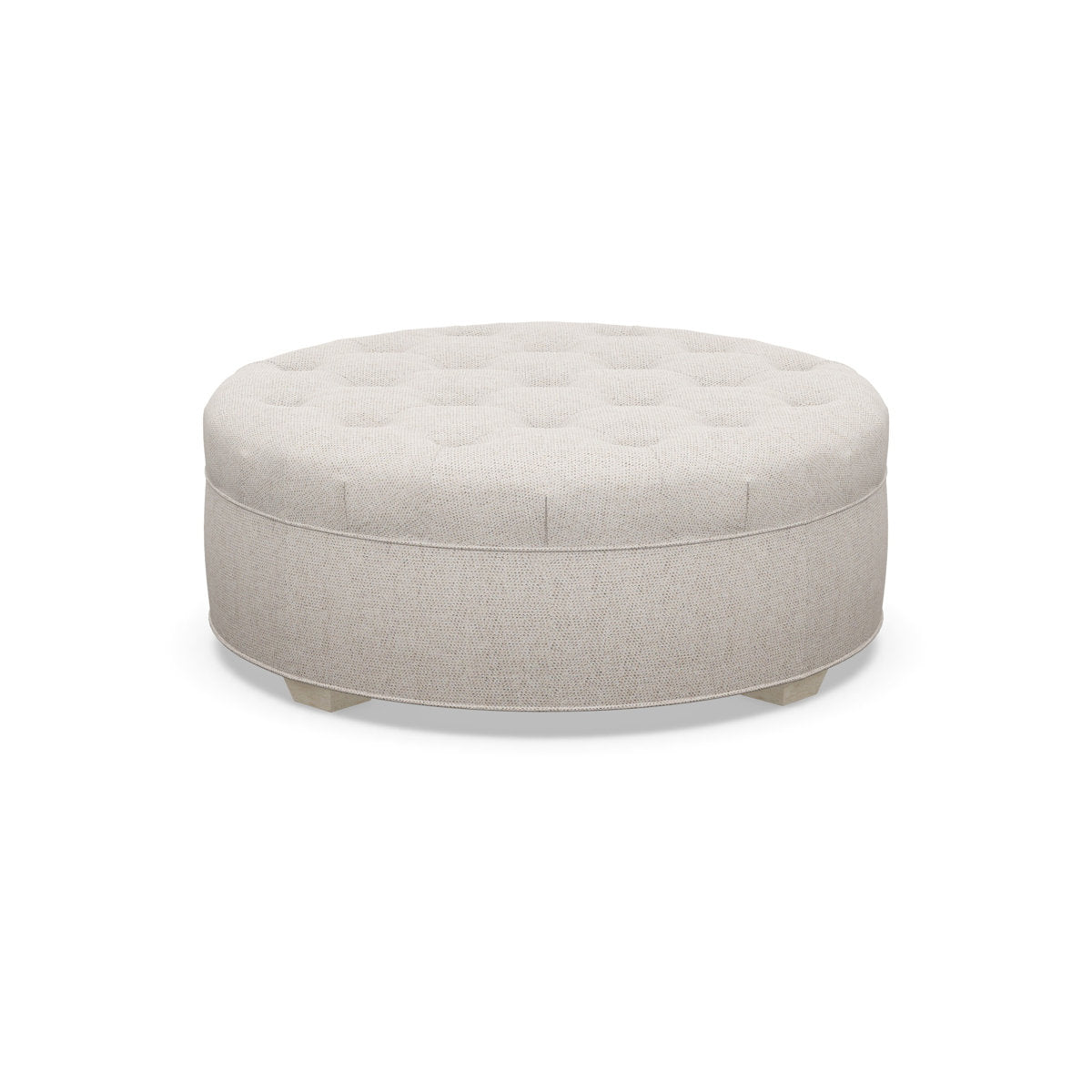 Paul Robert 54 Wide Tufted Round Cocktail Ottoman With Tapered Foot
