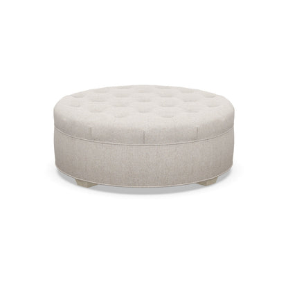 Paul Robert 54 Wide Tufted Round Cocktail Ottoman With Tapered Foot