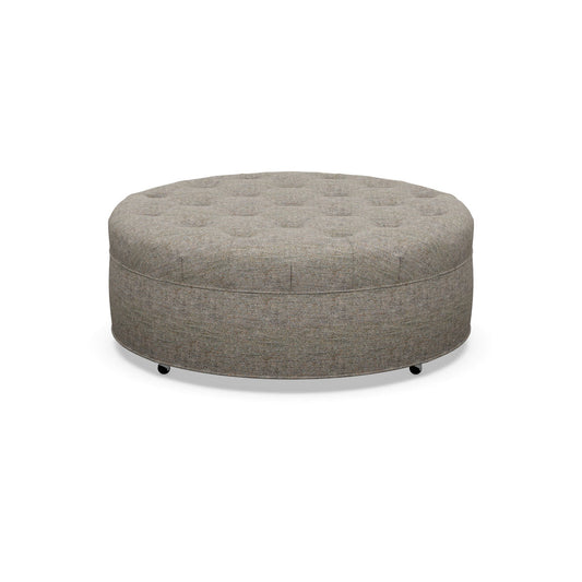 Paul Robert 48 Wide Tufted Round Cocktail Ottoman With Casters