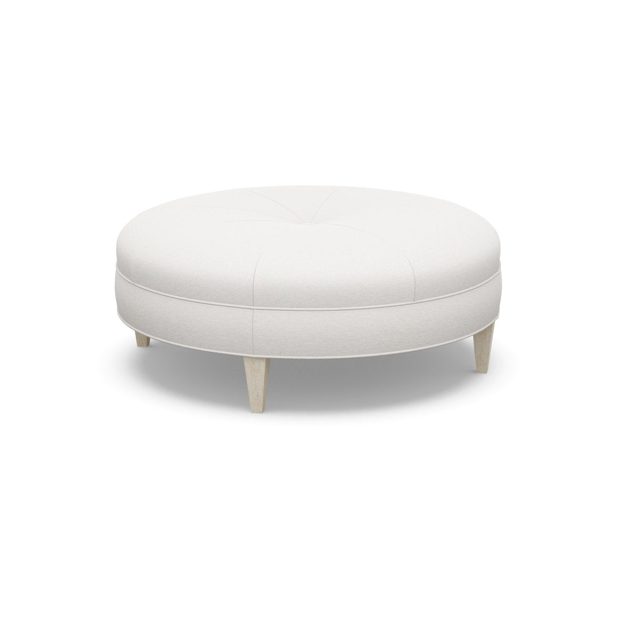 Paul Robert 60 Wide Round Cocktail Ottoman With Tapered Leg
