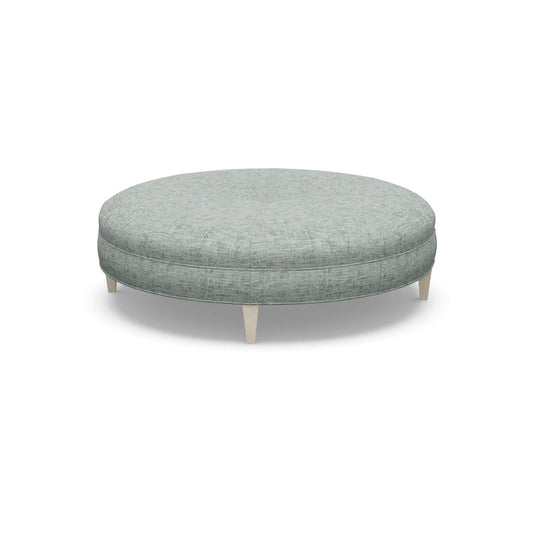 Paul Robert 60 Wide Round Cocktail Ottoman With Tapered Leg