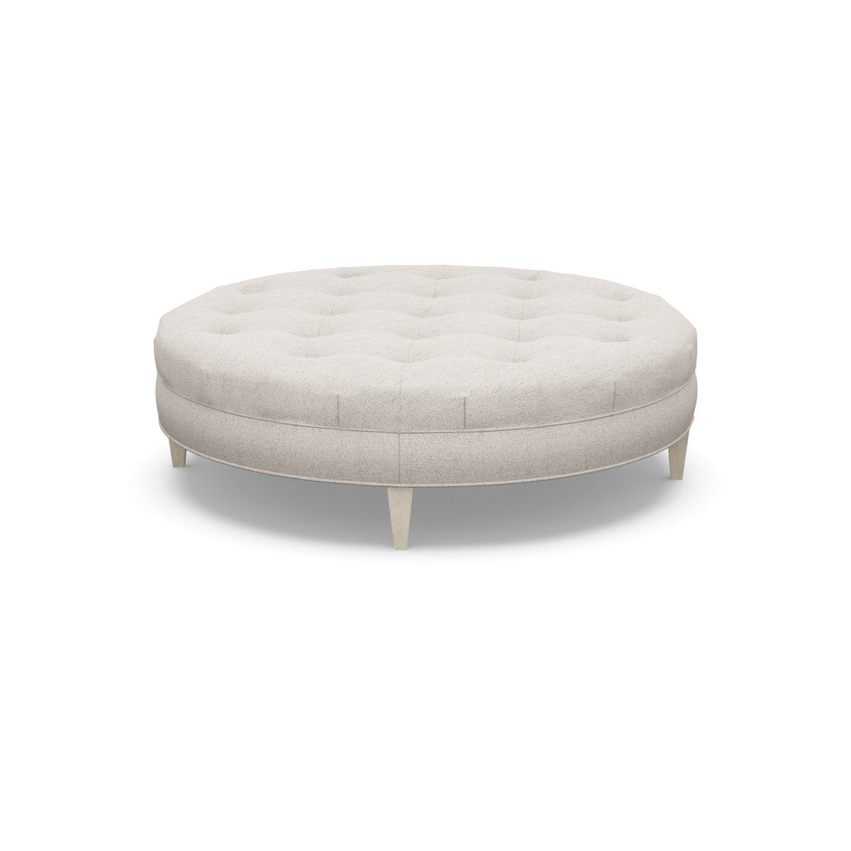 Paul Robert 60 Wide Tufted Round Cocktail Ottoman With Tapered Leg