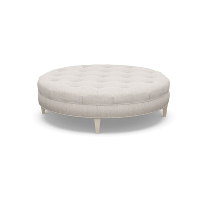 Paul Robert 60 Wide Tufted Round Cocktail Ottoman With Tapered Leg