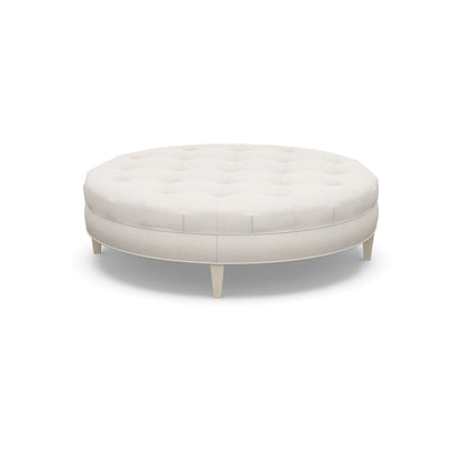 Paul Robert 60 Wide Tufted Round Cocktail Ottoman With Tapered Leg