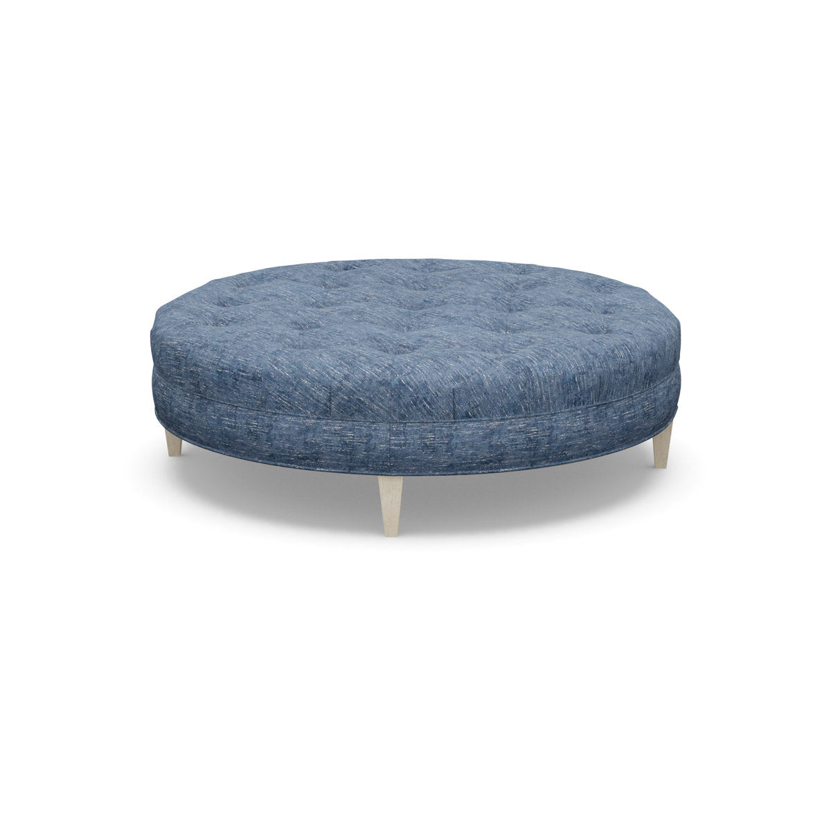 Paul Robert 60 Wide Tufted Round Cocktail Ottoman With Tapered Leg