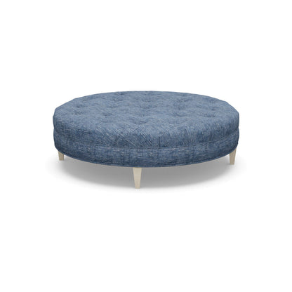 Paul Robert 60 Wide Tufted Round Cocktail Ottoman With Tapered Leg