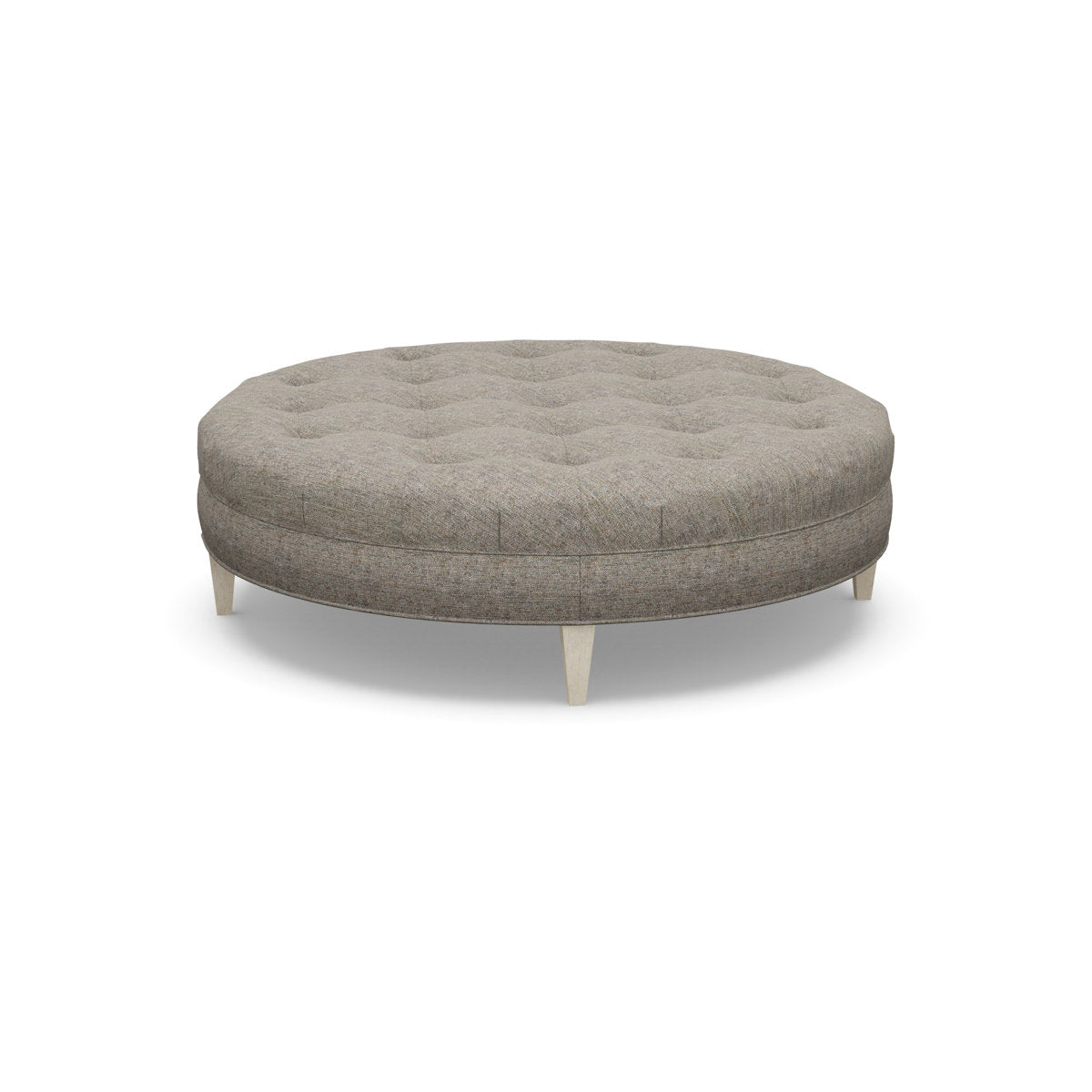 Paul Robert 60 Wide Tufted Round Cocktail Ottoman With Tapered Leg