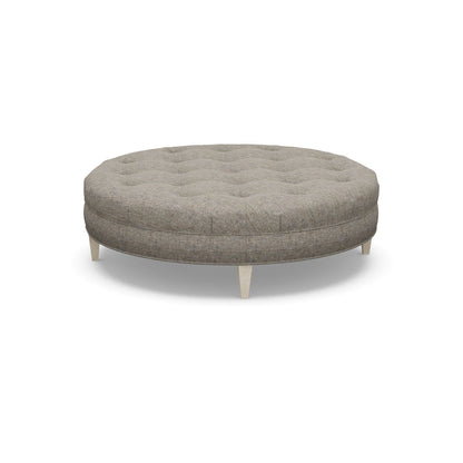 Paul Robert 60 Wide Tufted Round Cocktail Ottoman With Tapered Leg