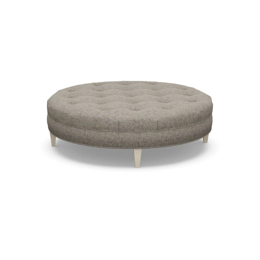 Paul Robert 60 Wide Tufted Round Cocktail Ottoman With Tapered Leg