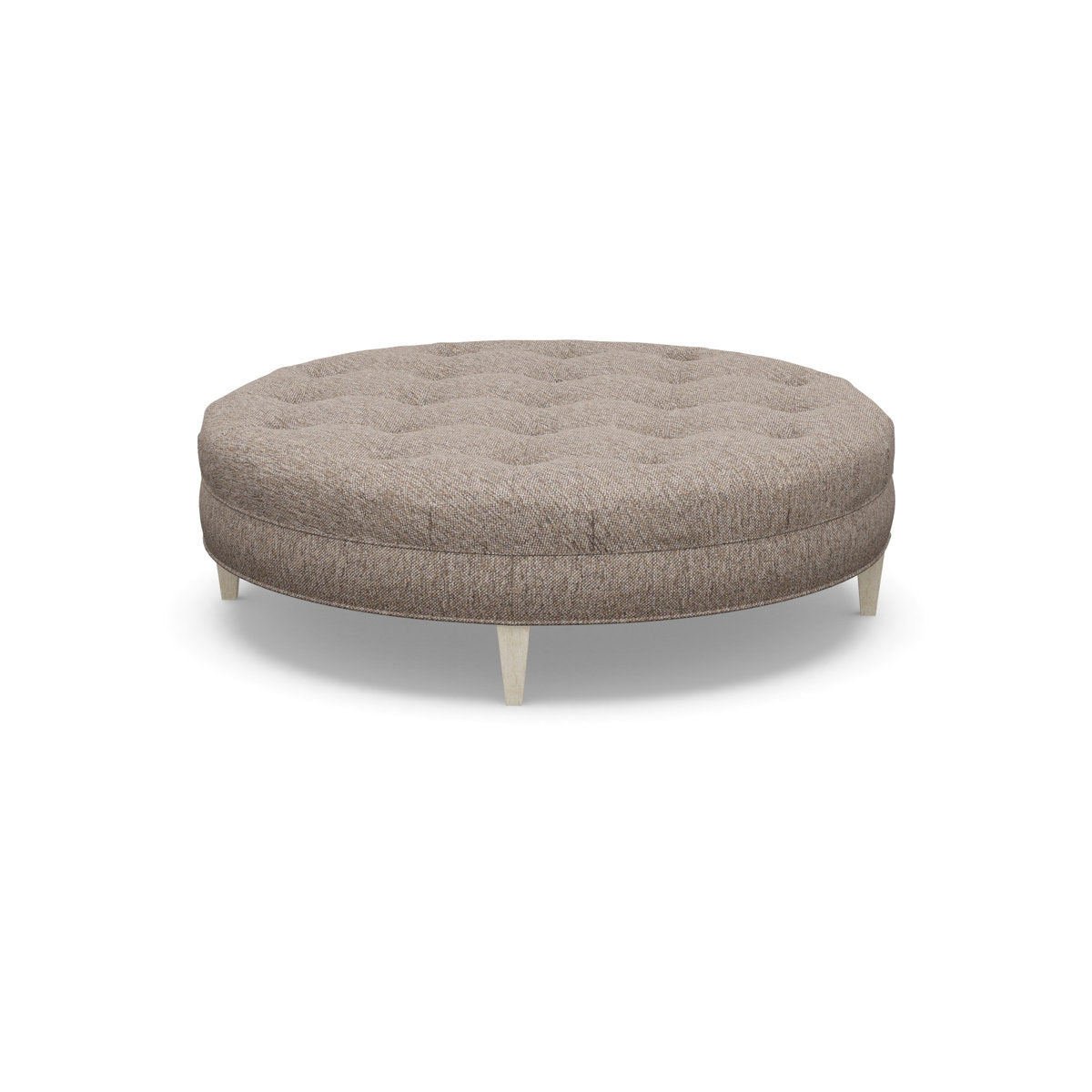 Paul Robert 60 Wide Tufted Round Cocktail Ottoman With Tapered Leg