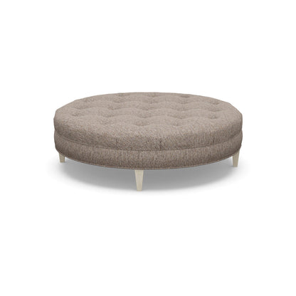 Paul Robert 60 Wide Tufted Round Cocktail Ottoman With Tapered Leg