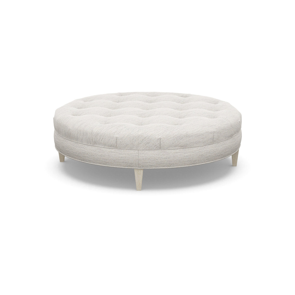 Paul Robert 60 Wide Tufted Round Cocktail Ottoman With Tapered Leg