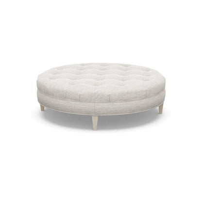 Paul Robert 60 Wide Tufted Round Cocktail Ottoman With Tapered Leg