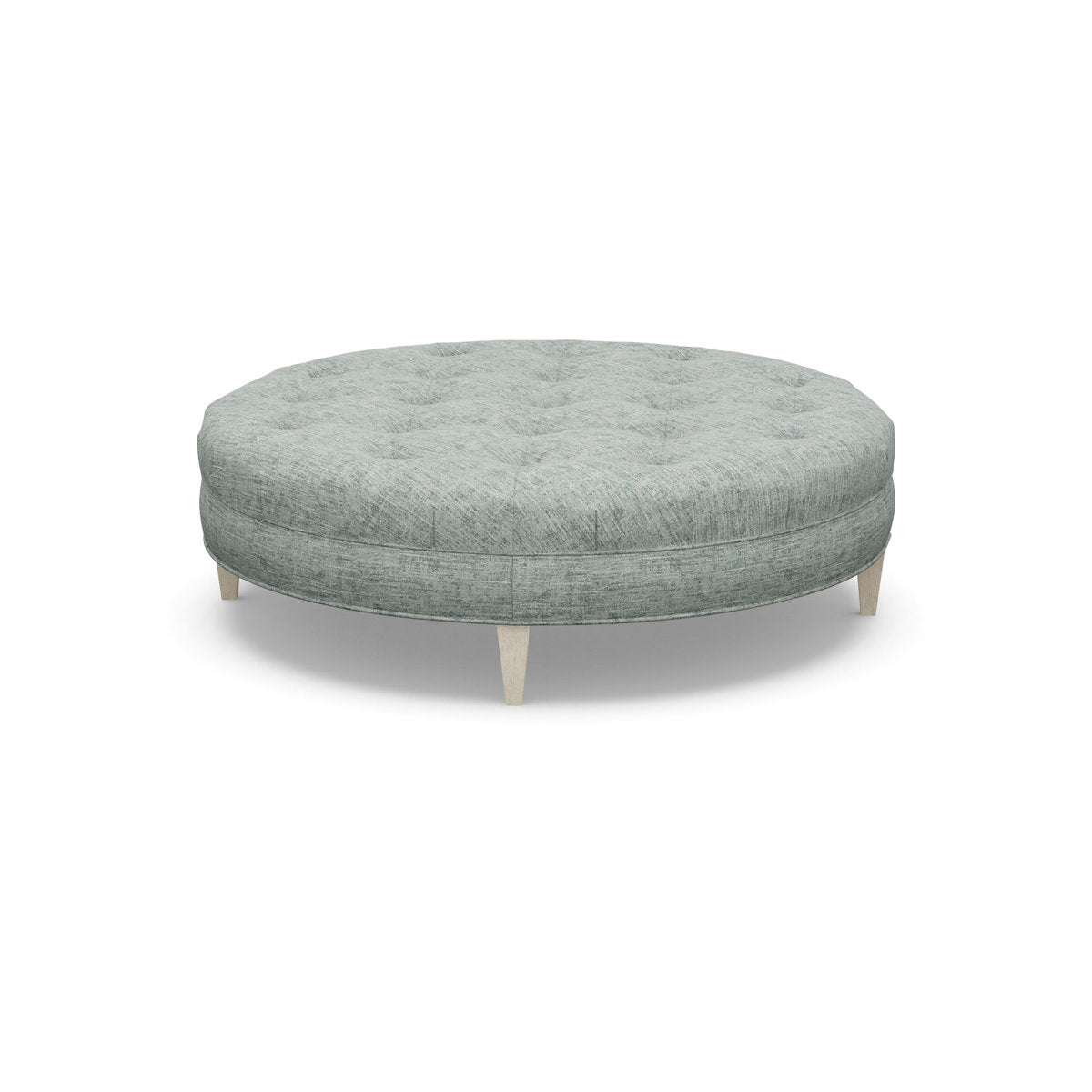 Paul Robert 60 Wide Tufted Round Cocktail Ottoman With Tapered Leg