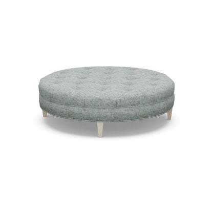 Paul Robert 60 Wide Tufted Round Cocktail Ottoman With Tapered Leg