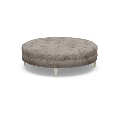 Paul Robert 60 Wide Tufted Round Cocktail Ottoman With Tapered Leg