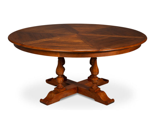 Round Walnut Wood Dining Table