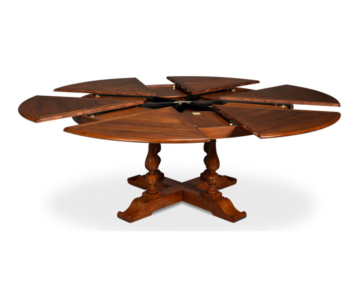 Round Walnut Wood Dining Table