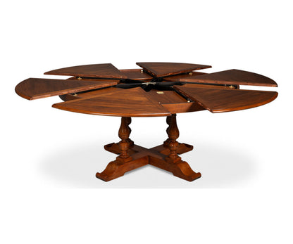 Round Walnut Wood Dining Table