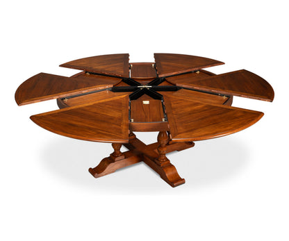 Round Walnut Wood Dining Table