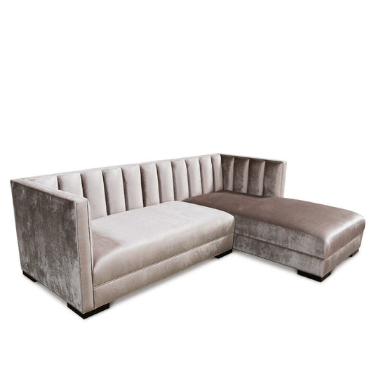 Haute House Home Duke 142 Wide Velvet Right Hand Facing Sofa Chaise