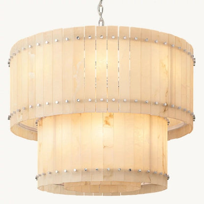 San Marco Alabaster Round Tiered Chandelier 37"