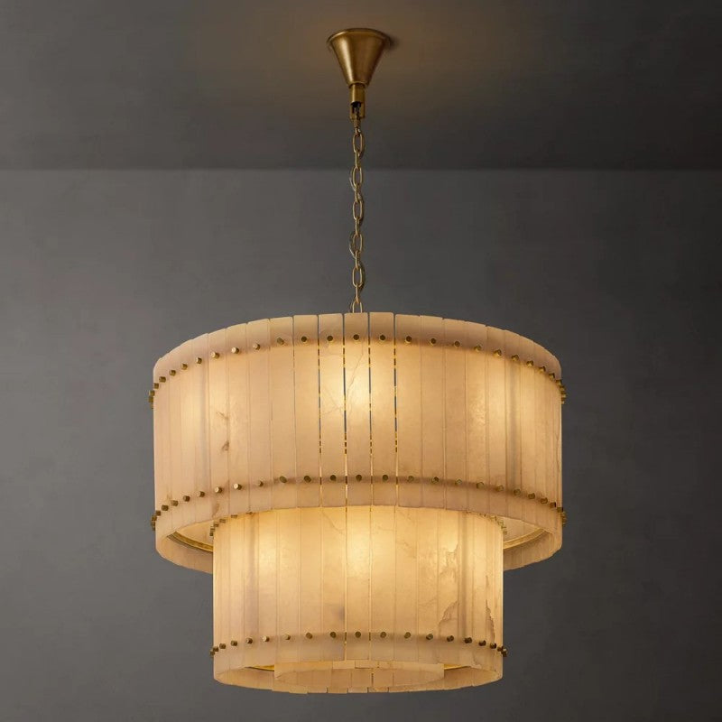San Marco Alabaster Round Tiered Chandelier 37"