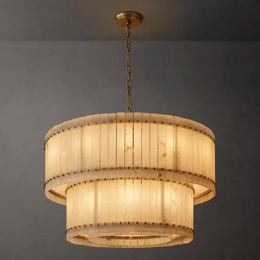 San Marco Alabaster Round Tiered Chandelier 48"