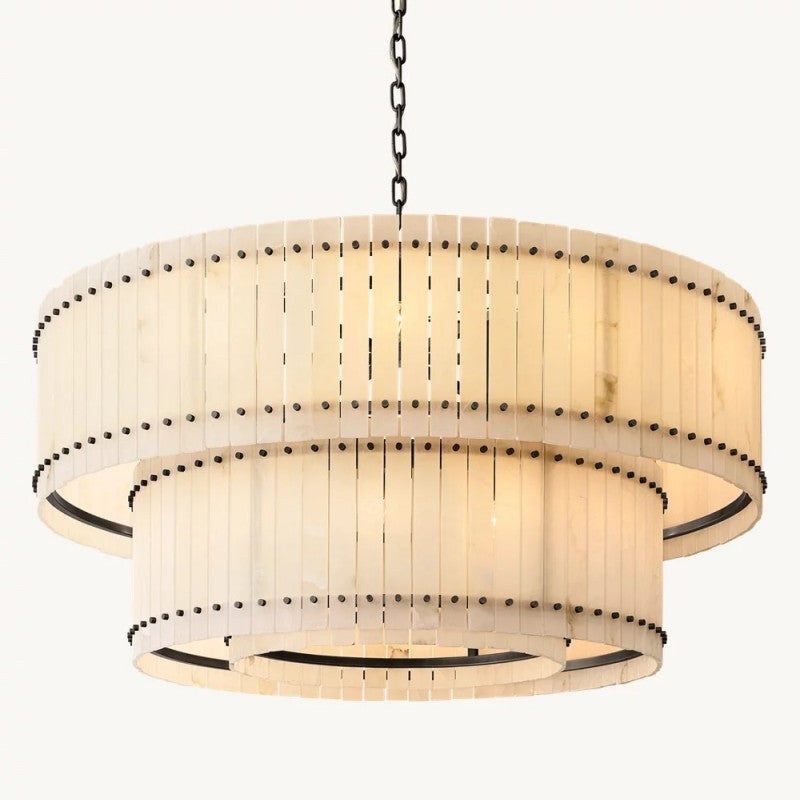 San Marco Alabaster Round Tiered Chandelier 60"