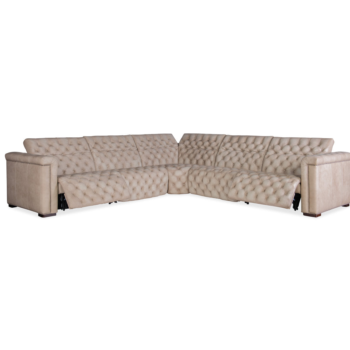 Savion Grandier Leather Symmetrical Reclining Sectional