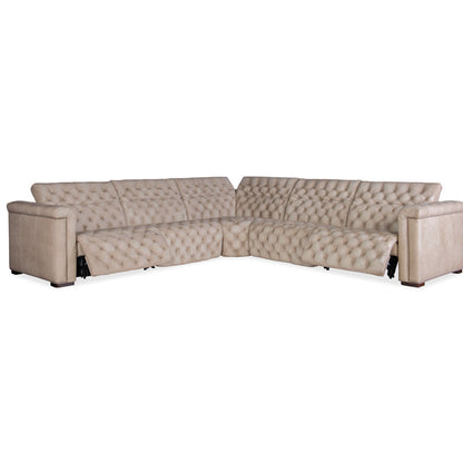 Savion Grandier Leather Symmetrical Reclining Sectional
