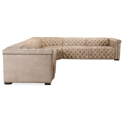Savion Grandier Leather Symmetrical Reclining Sectional