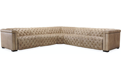 Savion Grandier Leather Symmetrical Reclining Sectional