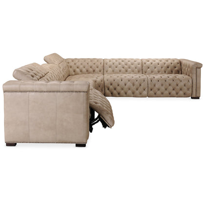 Savion Grandier Leather Symmetrical Reclining Sectional
