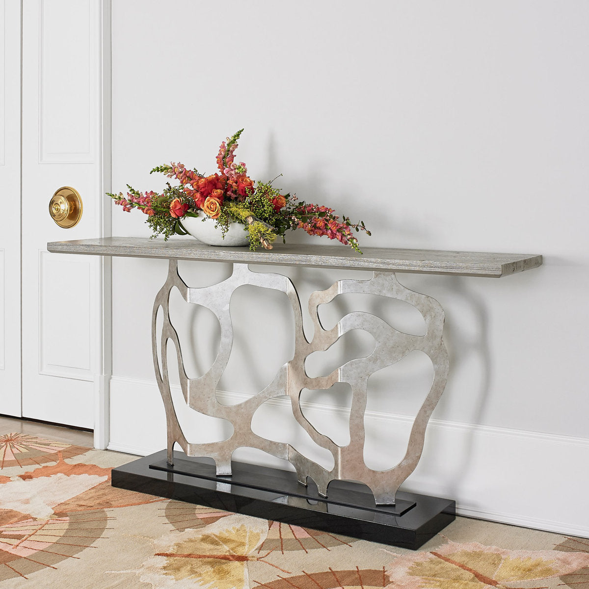 Sculpted 74'' W Solid Wood Console Table