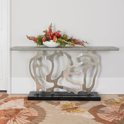Sculpted 74'' W Solid Wood Console Table