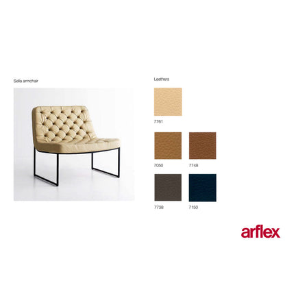 Arflex Sella 3275 Wide Tufted Top Grain Leather Slipcovered Club Chair