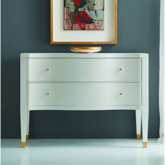 Modern History Home Serpentine Linen 2 Drawer Accent Chest
