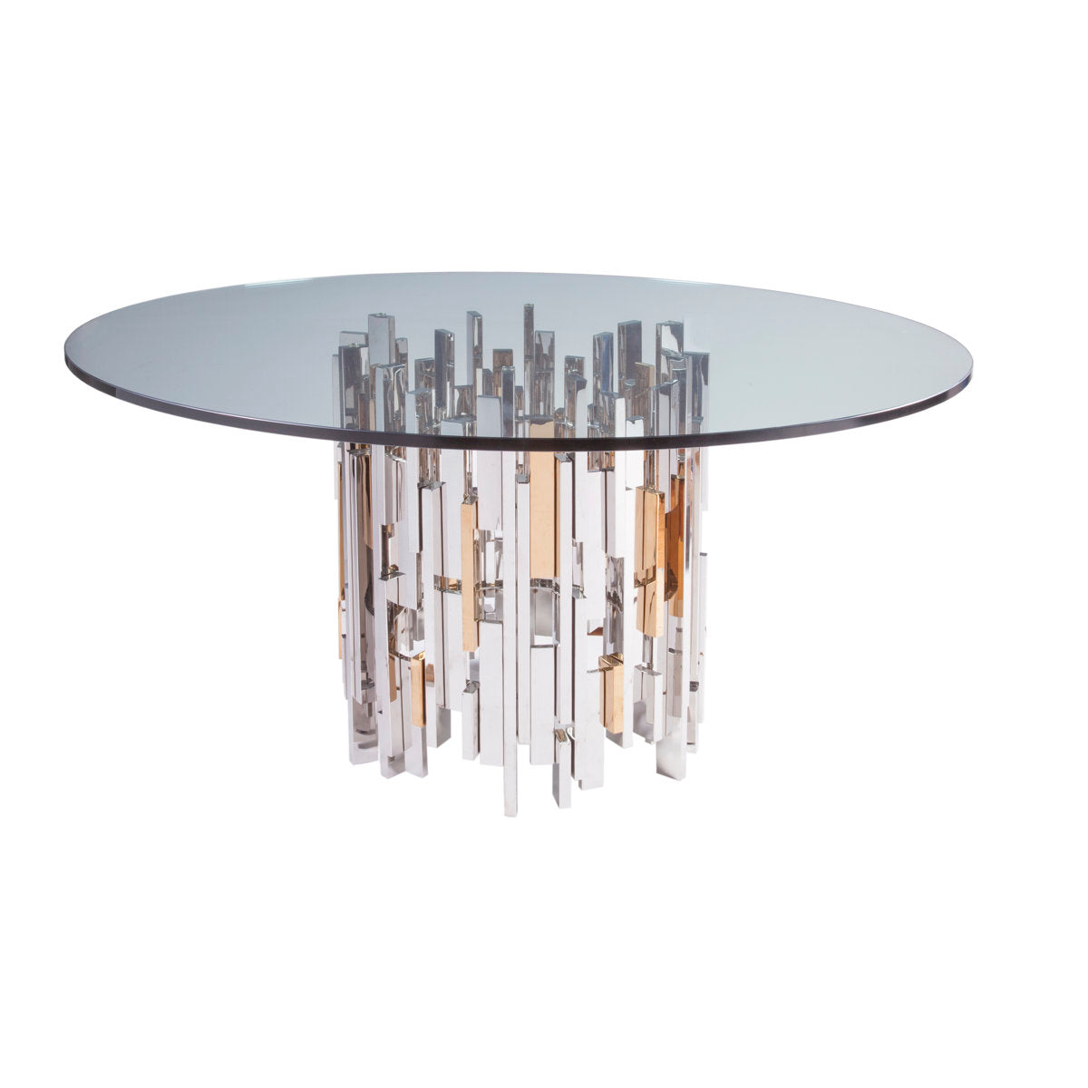 Signature Designs Cityscape Round Dining Table with Glass Top