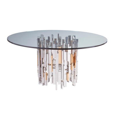 Signature Designs Cityscape Round Dining Table with Glass Top