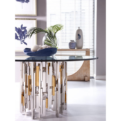 Signature Designs Cityscape Round Dining Table with Glass Top