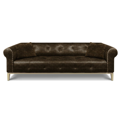 Eleanor Rigby Sloanestreet 100 Genuine Leather Rolled Arm Chesterfield Sofa