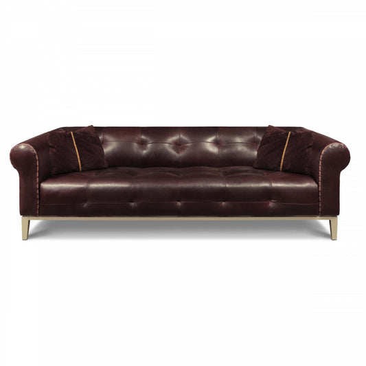 Eleanor Rigby Sloanestreet 100 Genuine Leather Rolled Arm Chesterfield Sofa