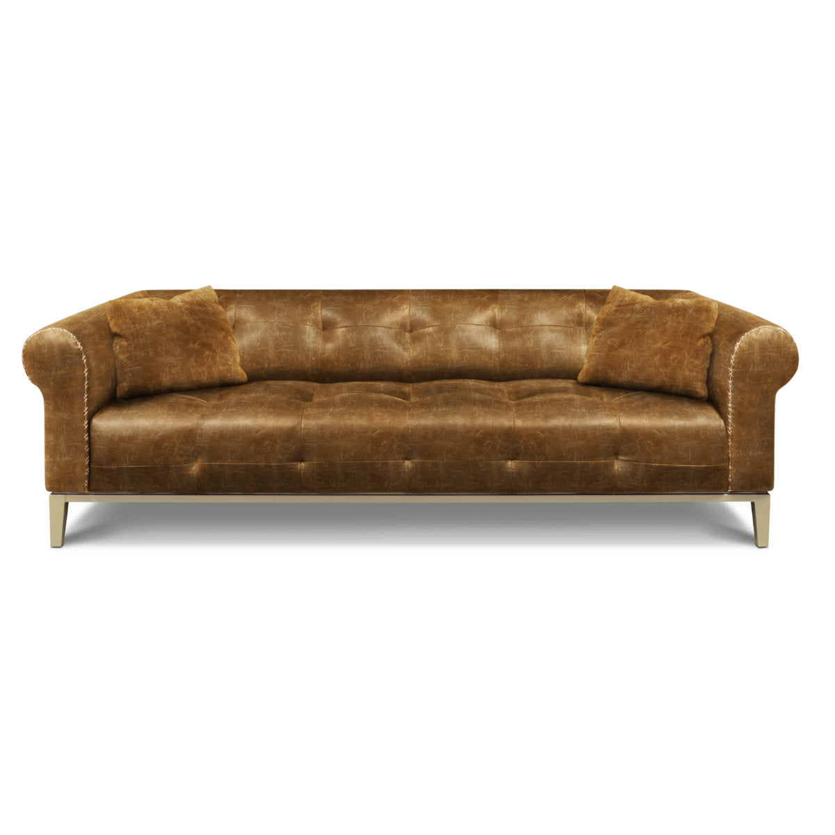 Eleanor Rigby Sloanestreet 100 Genuine Leather Rolled Arm Chesterfield Sofa