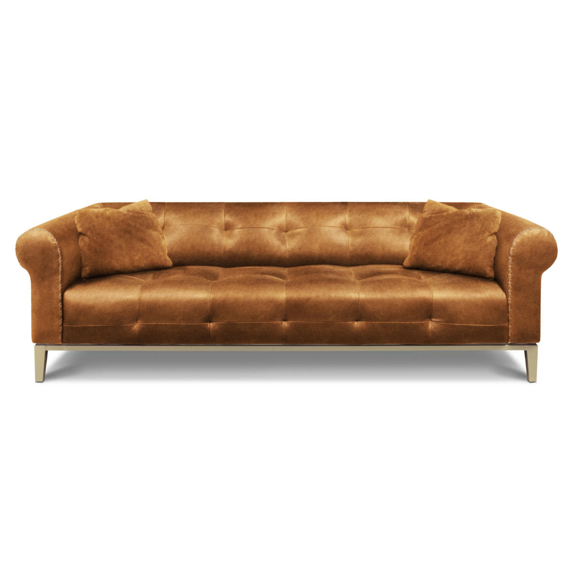 Eleanor Rigby Sloanestreet 100 Genuine Leather Rolled Arm Chesterfield Sofa
