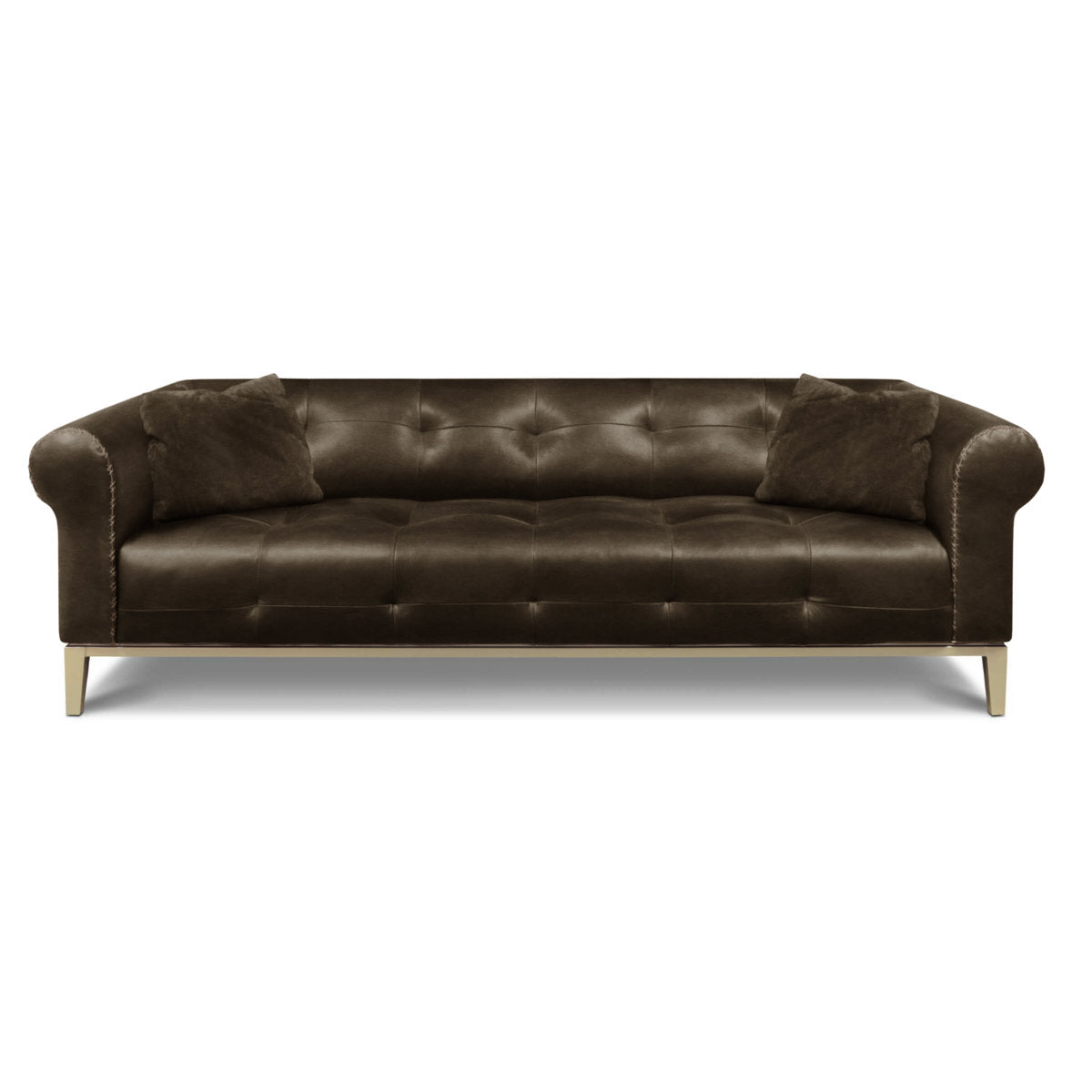 Eleanor Rigby Sloanestreet 100 Genuine Leather Rolled Arm Chesterfield Sofa
