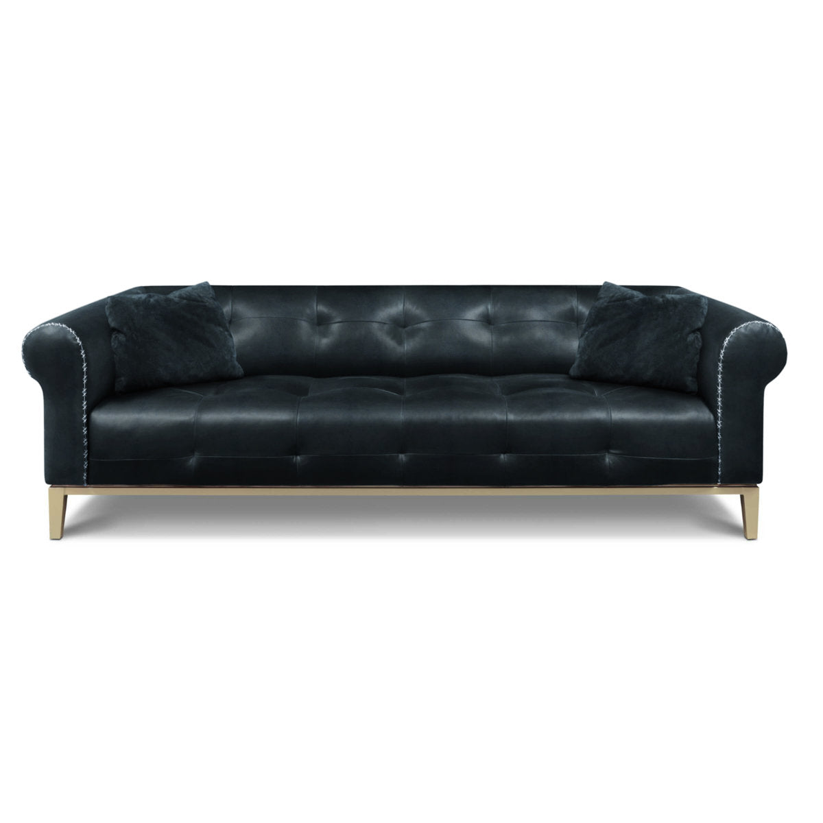 Eleanor Rigby Sloanestreet 100 Genuine Leather Rolled Arm Chesterfield Sofa