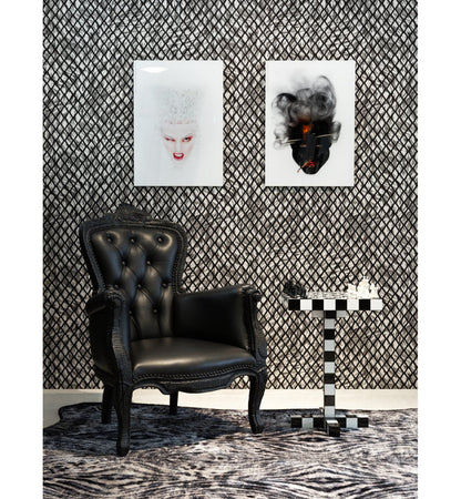 Smoke Leather Armchair Chair with Ottoman