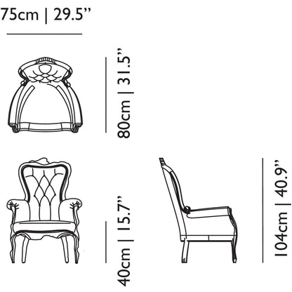 Smoke Leather Armchair Chair with Ottoman